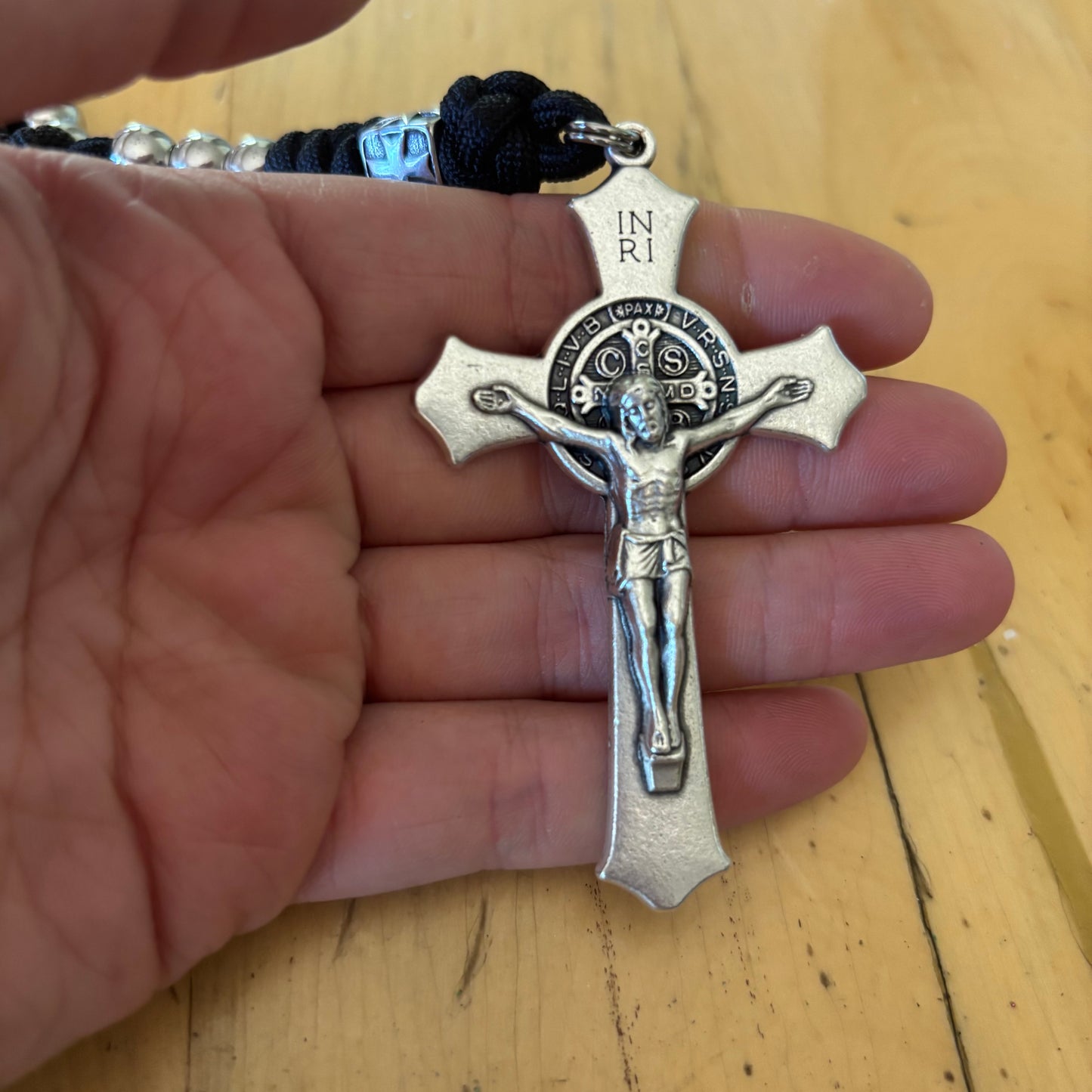 Weapon for these Times: Stainless Steel Jerusalem Cross and St Benedict Rosary