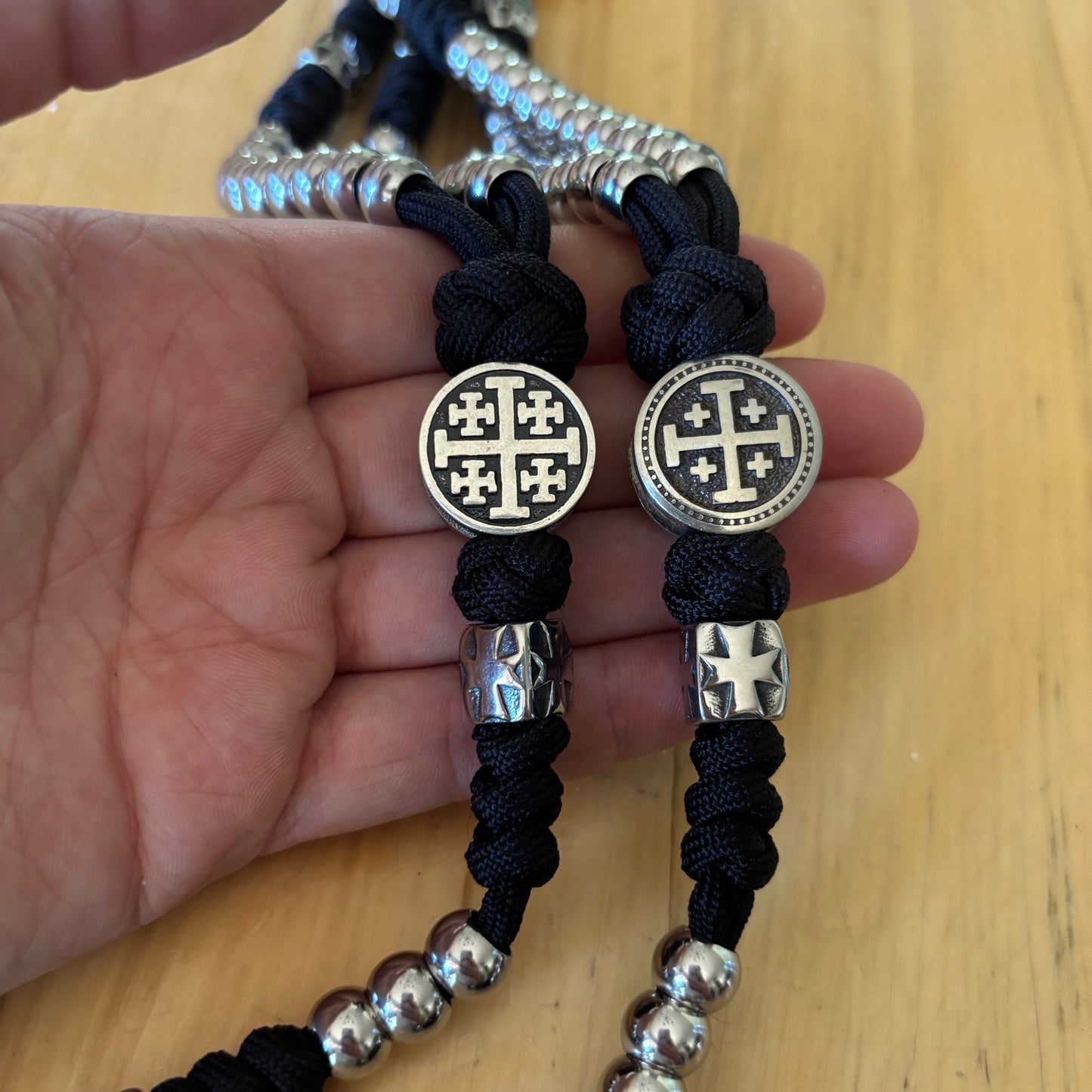 Weapon for these Times: Stainless Steel Jerusalem Cross and St Benedict Rosary