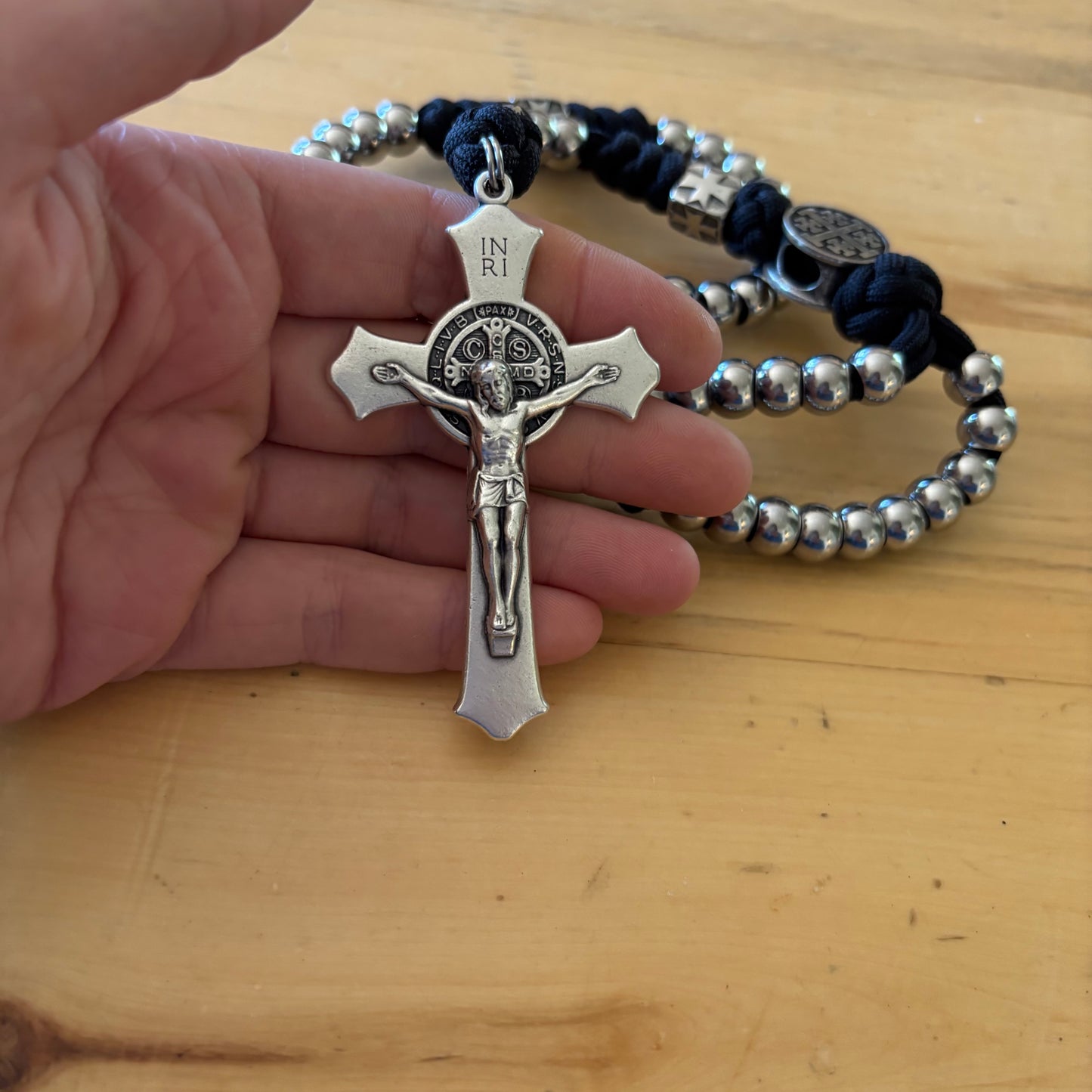 Weapon for these Times: Stainless Steel Jerusalem Cross and St Benedict Rosary