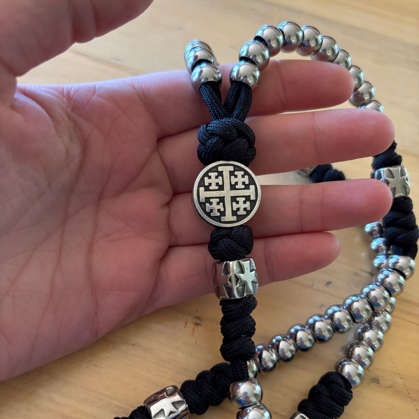 Weapon for these Times: Stainless Steel Jerusalem Cross and St Benedict Rosary