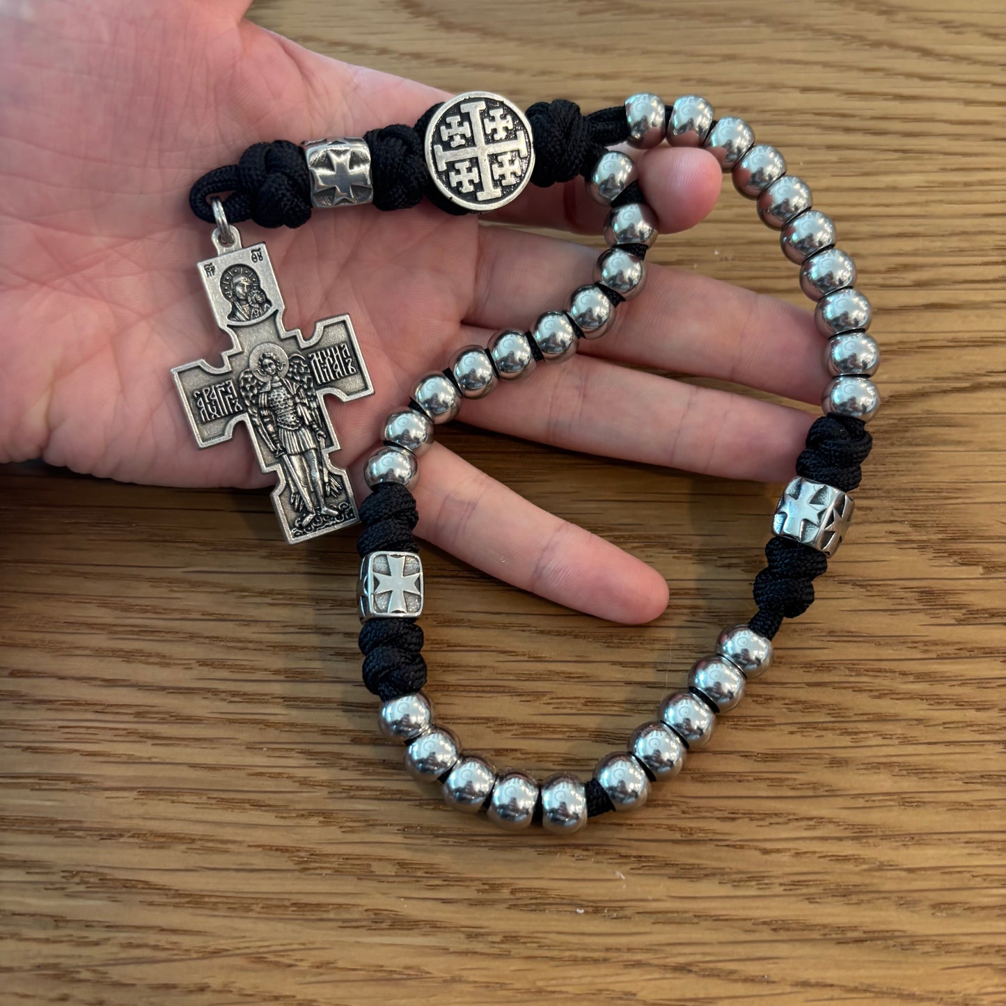 Double Corded 33 Bead Chotki with Jerusalem Cross Centerpiece