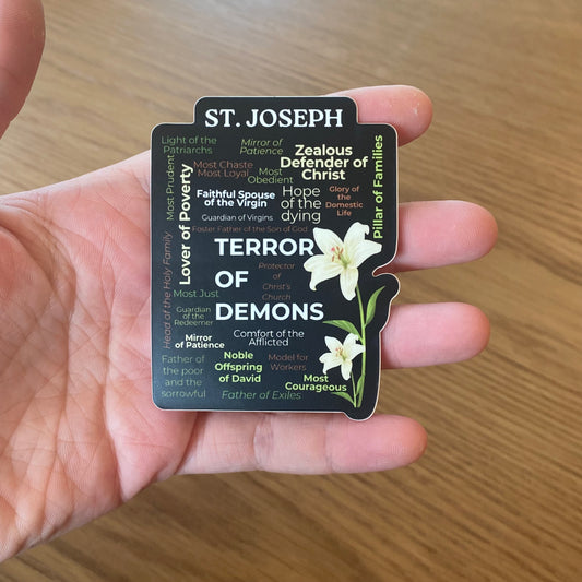 "Terror of Demons" St Jospeh Matte Laptop/Water Bottle Sticker