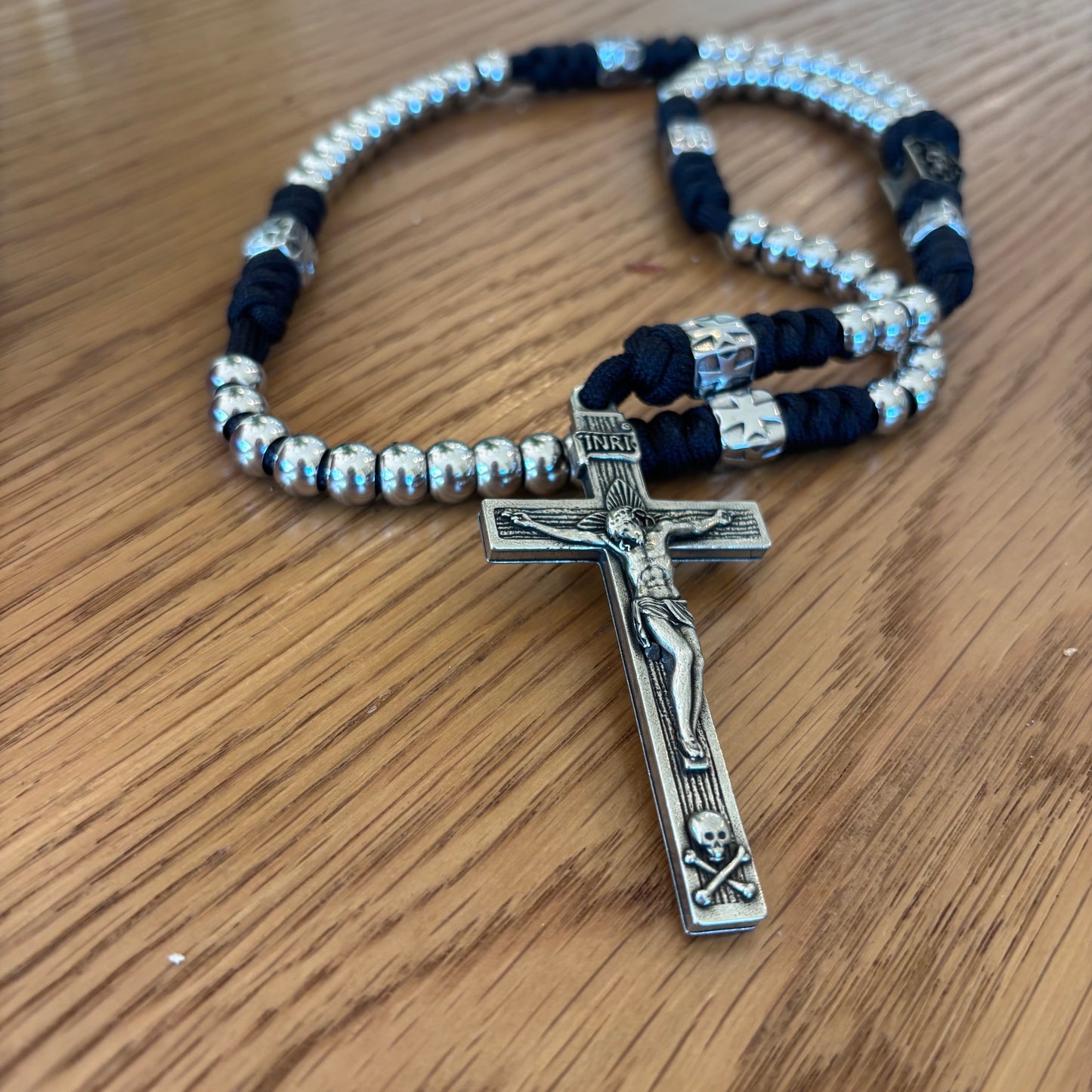 Weapon for these Times: Stainless Steel Memento Mori Paracord Rosary
