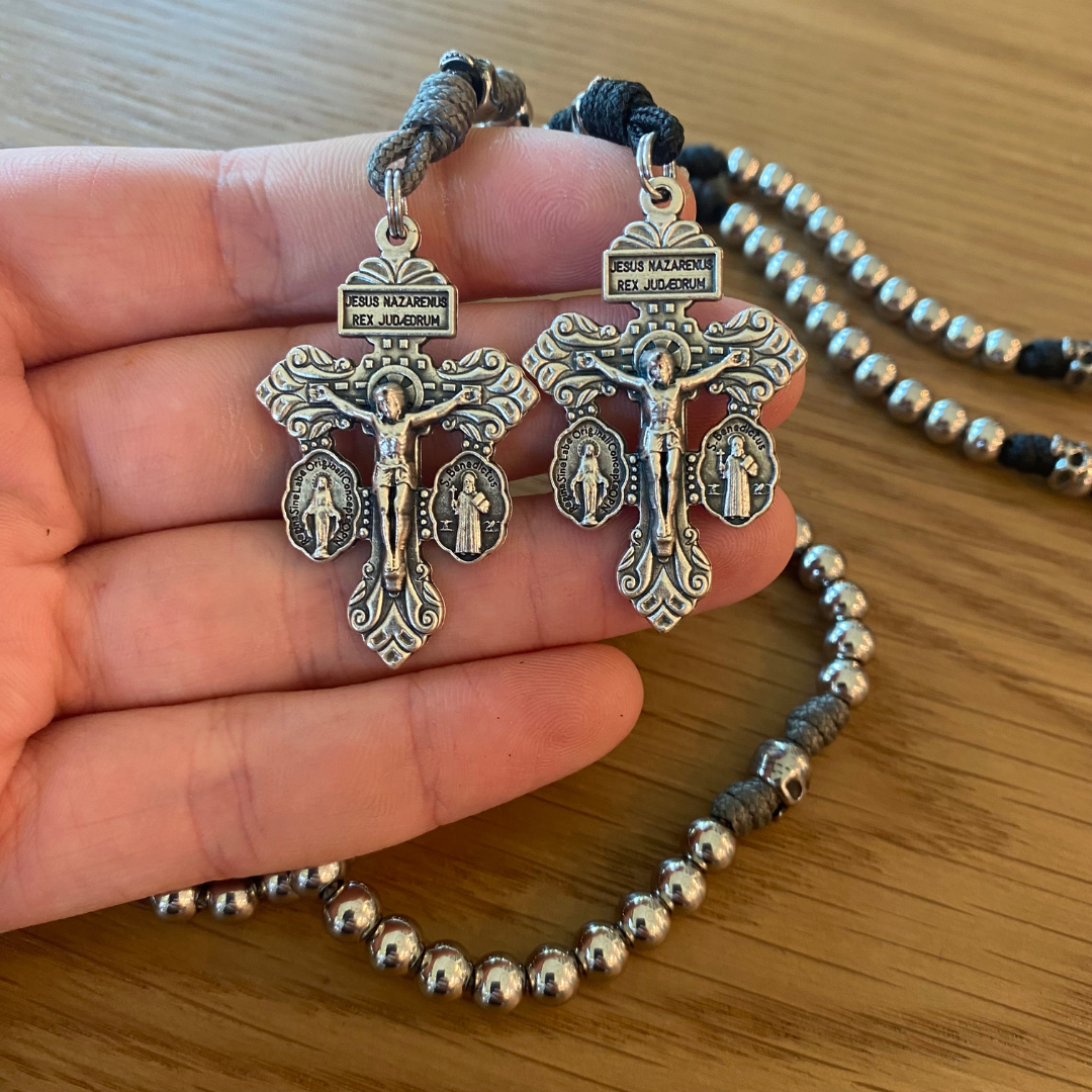 Miniature Memento Mori Paracord Rosary with Pardon Crucifix