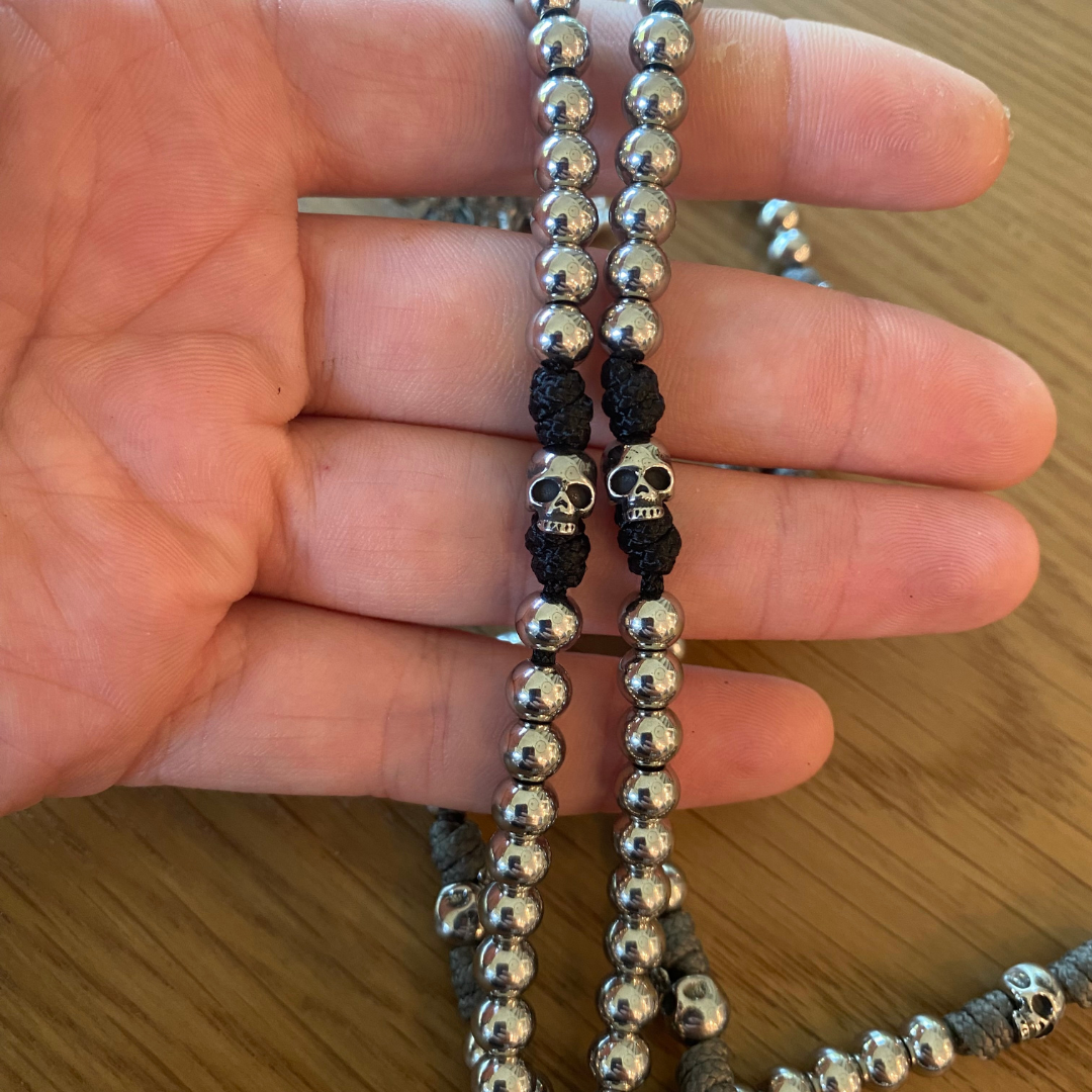 Miniature Memento Mori Paracord Rosary with St Benedict Crucifix