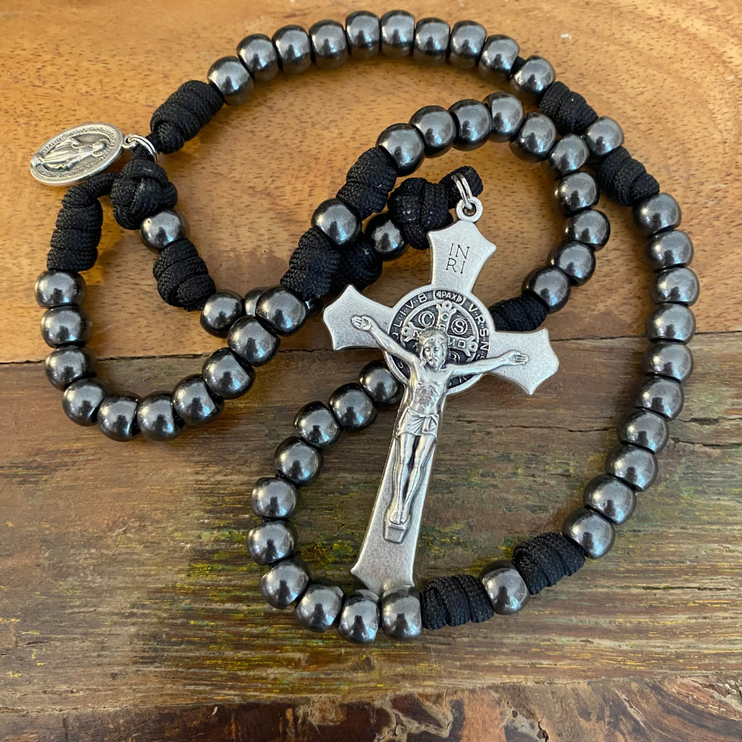 Gunmetal St Benedict Paracord Rosary