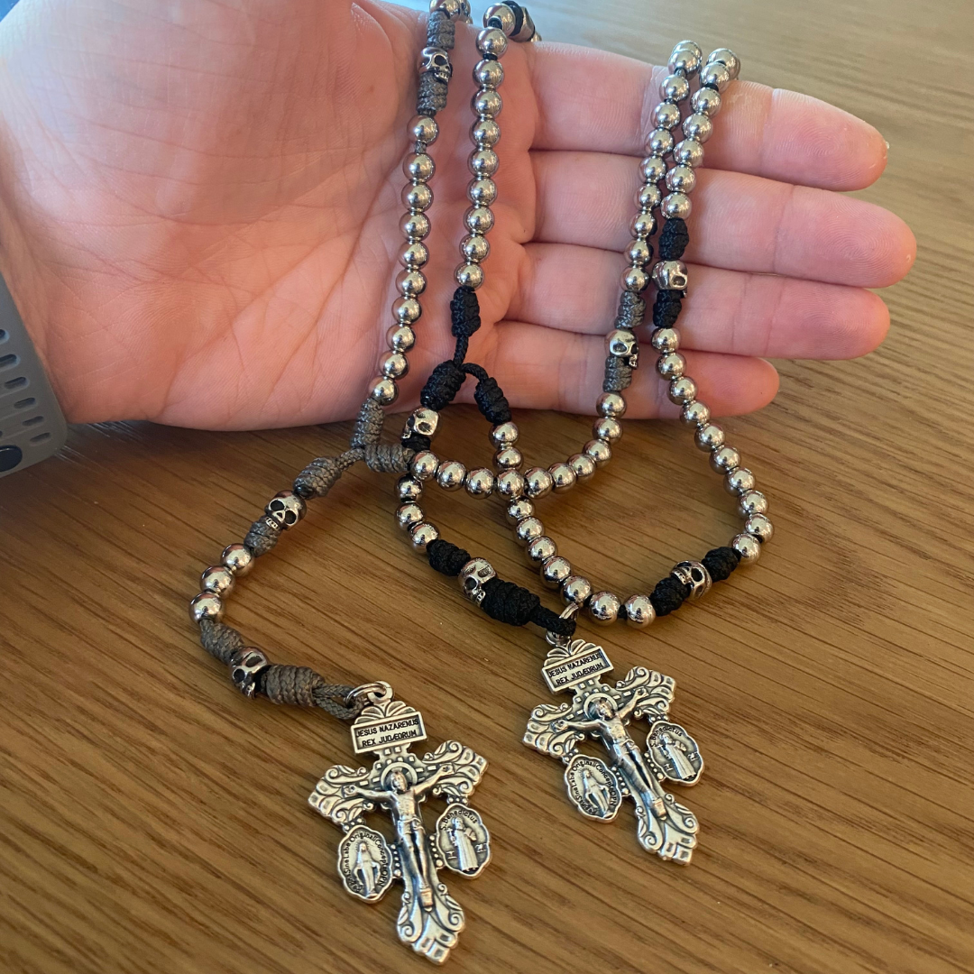 Miniature Memento Mori Paracord Rosary with Pardon Crucifix