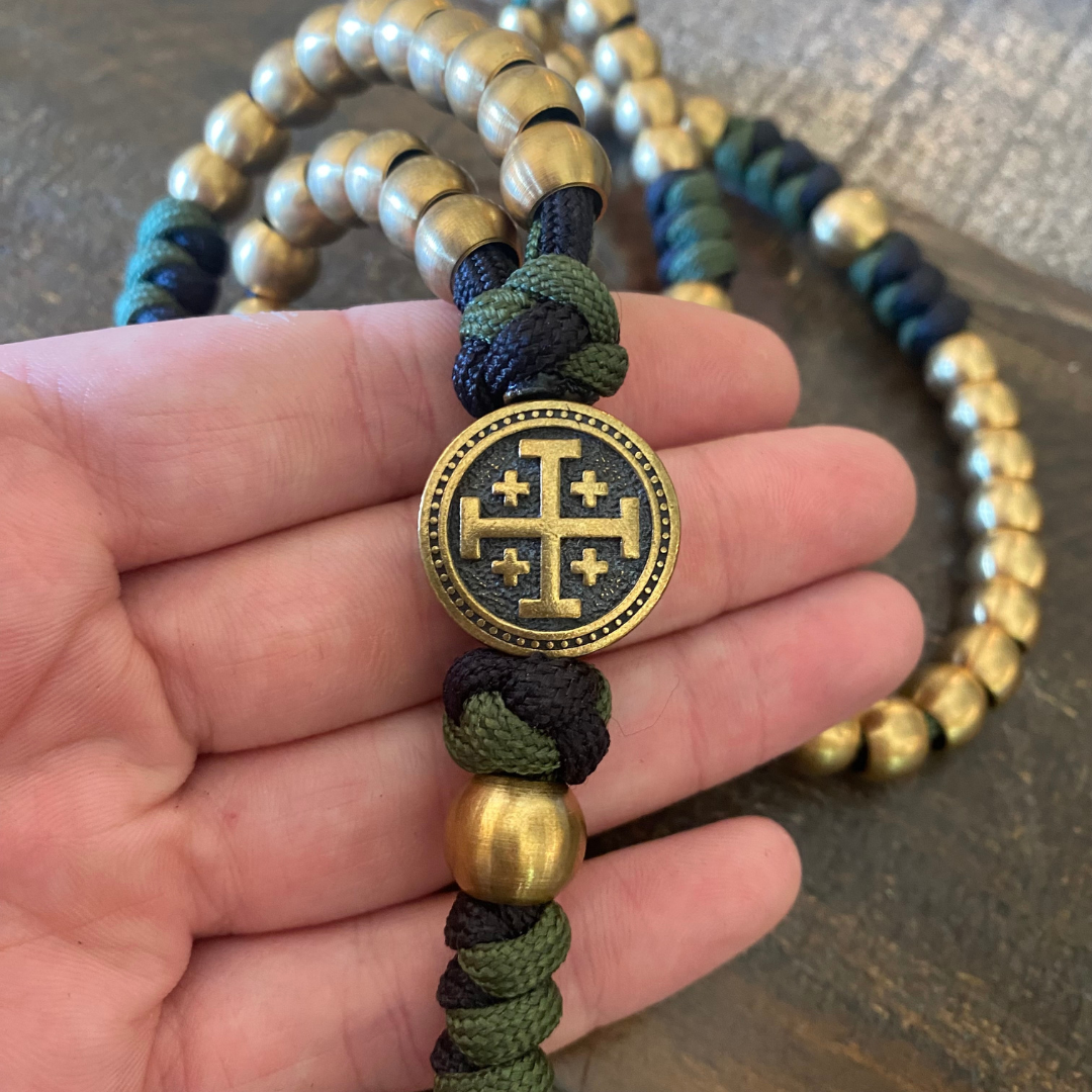 Weapon for These Times: St Benedict/Jerusalem Cross Paracord Rosary