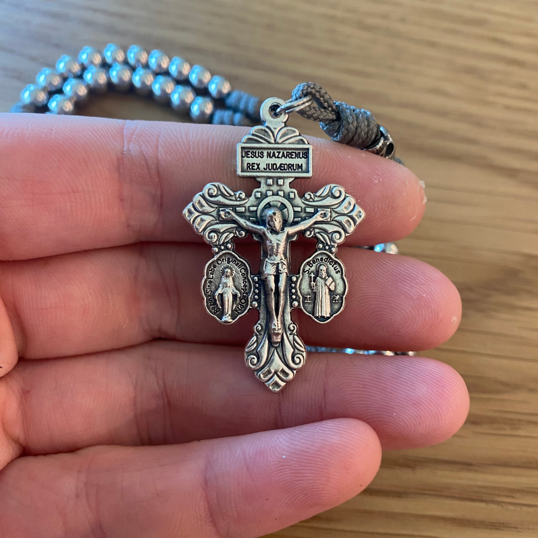 Miniature Memento Mori Paracord Rosary with Pardon Crucifix