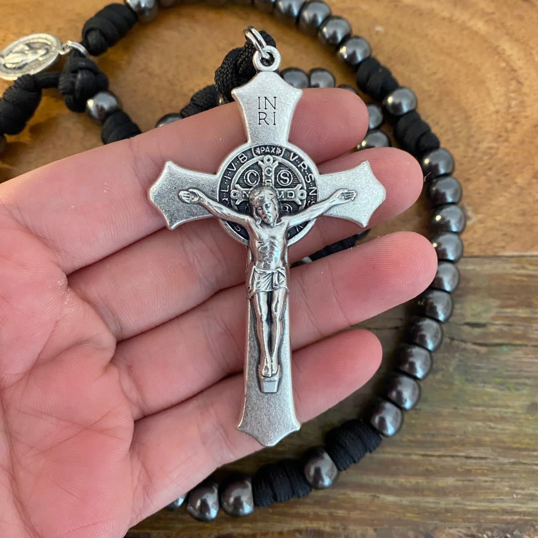 Gunmetal St Benedict Paracord Rosary