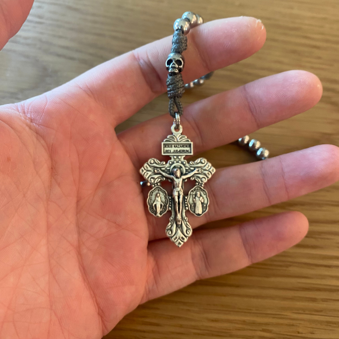 Miniature Memento Mori Paracord Rosary with Pardon Crucifix