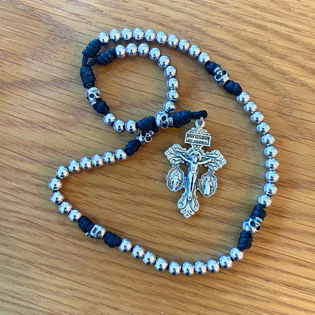 Miniature Memento Mori Paracord Rosary with Pardon Crucifix