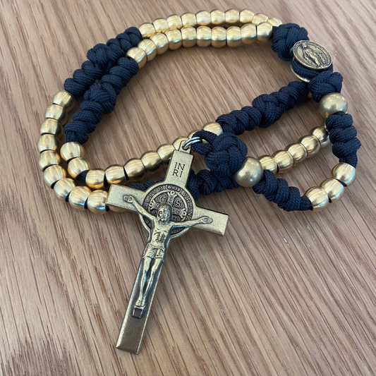 Weapon For These Times: Black Brass Miraculous Medal Paracord Rosary