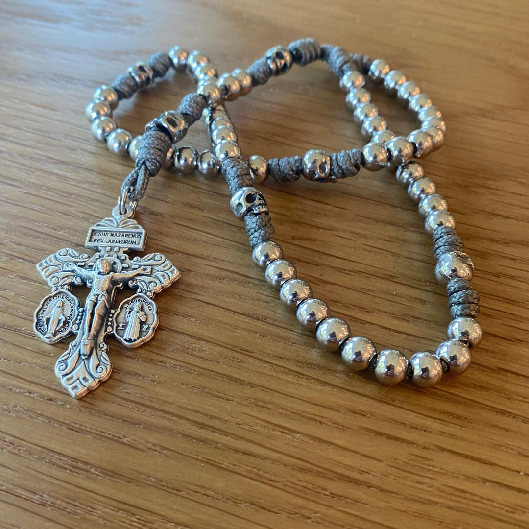 Miniature Memento Mori Paracord Rosary with Pardon Crucifix