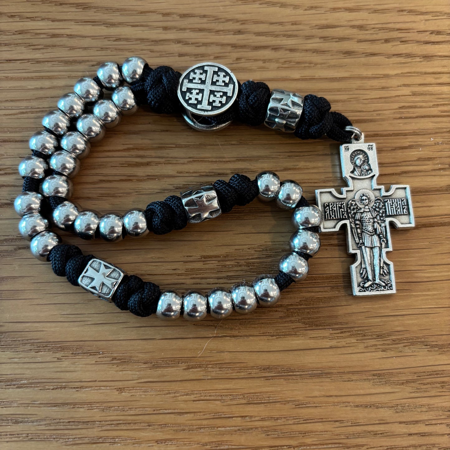 Double Corded 33 Bead Chotki with Jerusalem Cross Centerpiece