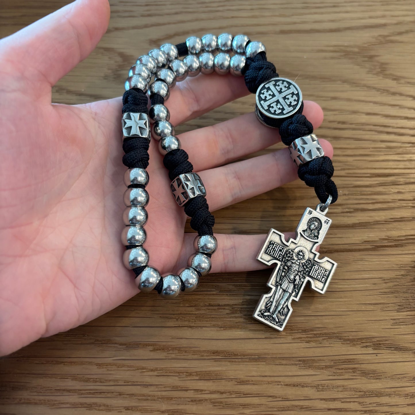 Double Corded 33 Bead Chotki with Jerusalem Cross Centerpiece