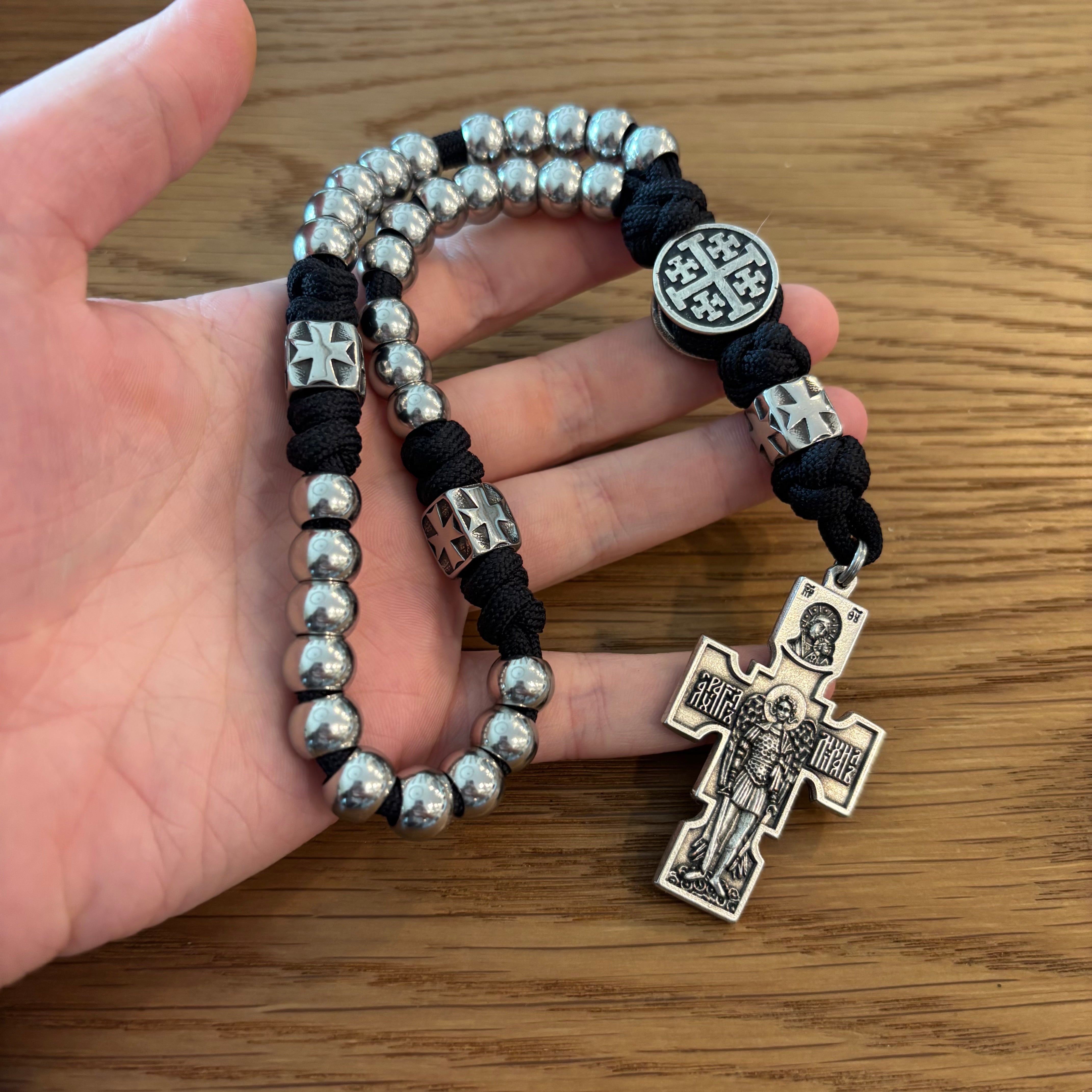 Double Corded 33 Bead Chotki with Jerusalem Cross Centerpiece