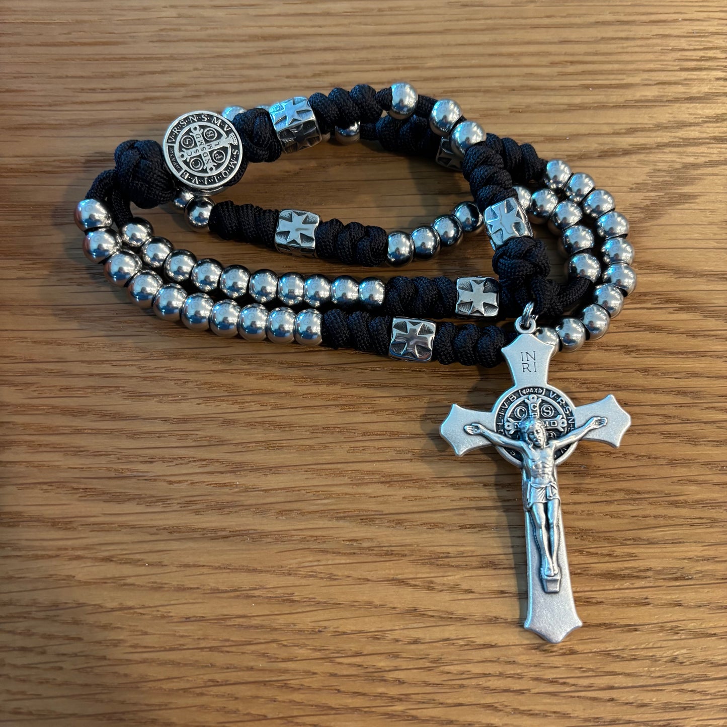 Weapon for these Times: Stainless Steel St Benedict Paracord Rosary