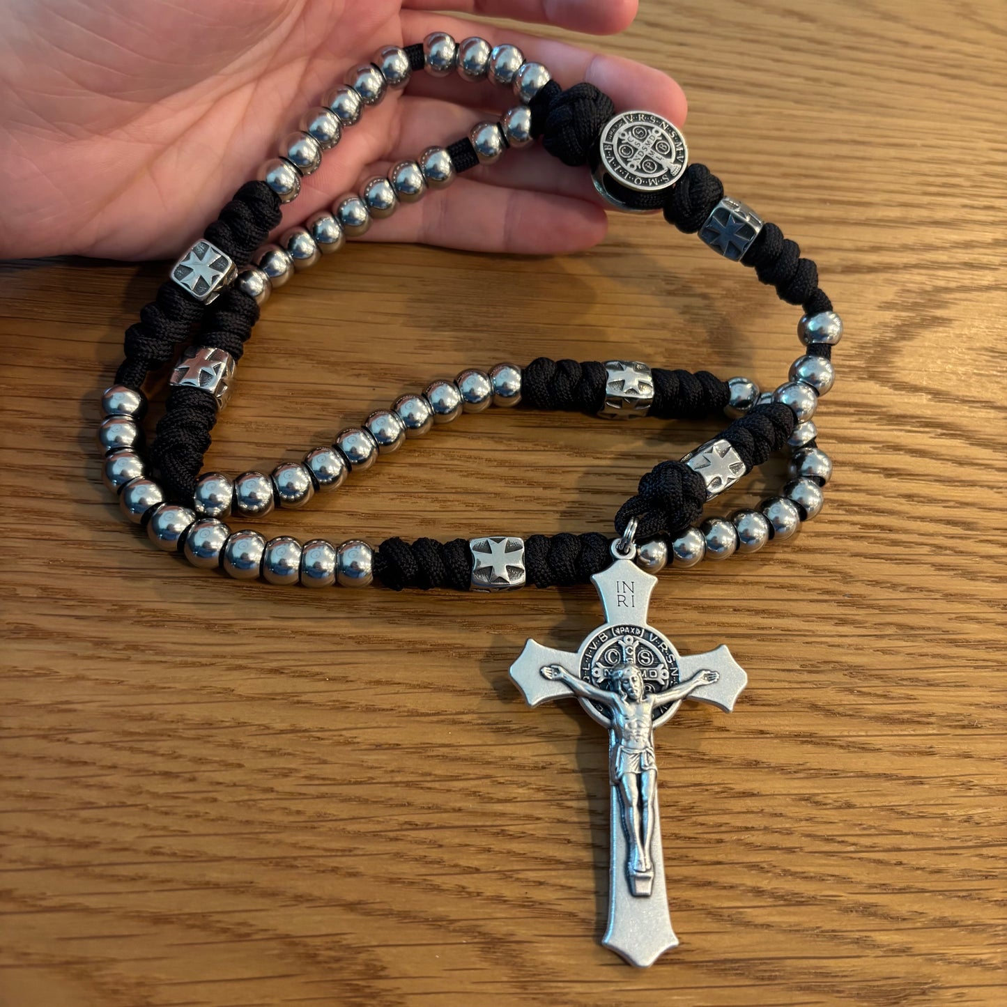 Weapon for these Times: Stainless Steel St Benedict Paracord Rosary