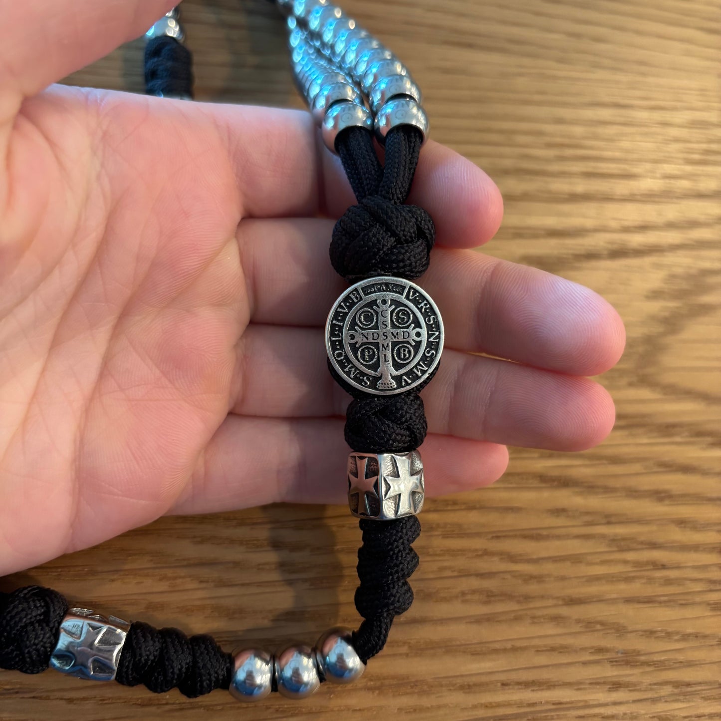 Weapon for these Times: Stainless Steel St Benedict Paracord Rosary