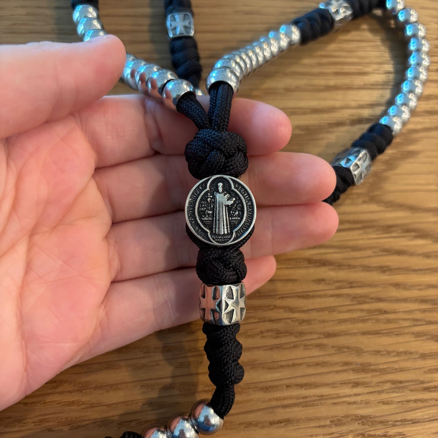 Weapon for these Times: Stainless Steel St Benedict Paracord Rosary