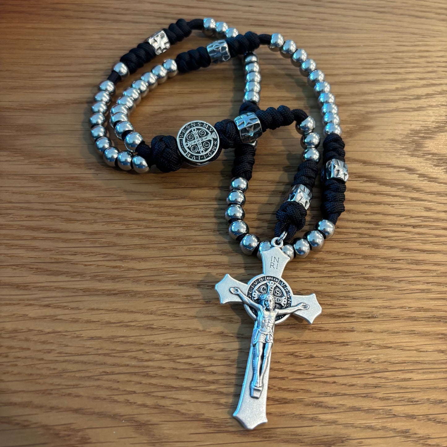 Weapon for these Times: Stainless Steel St Benedict Paracord Rosary