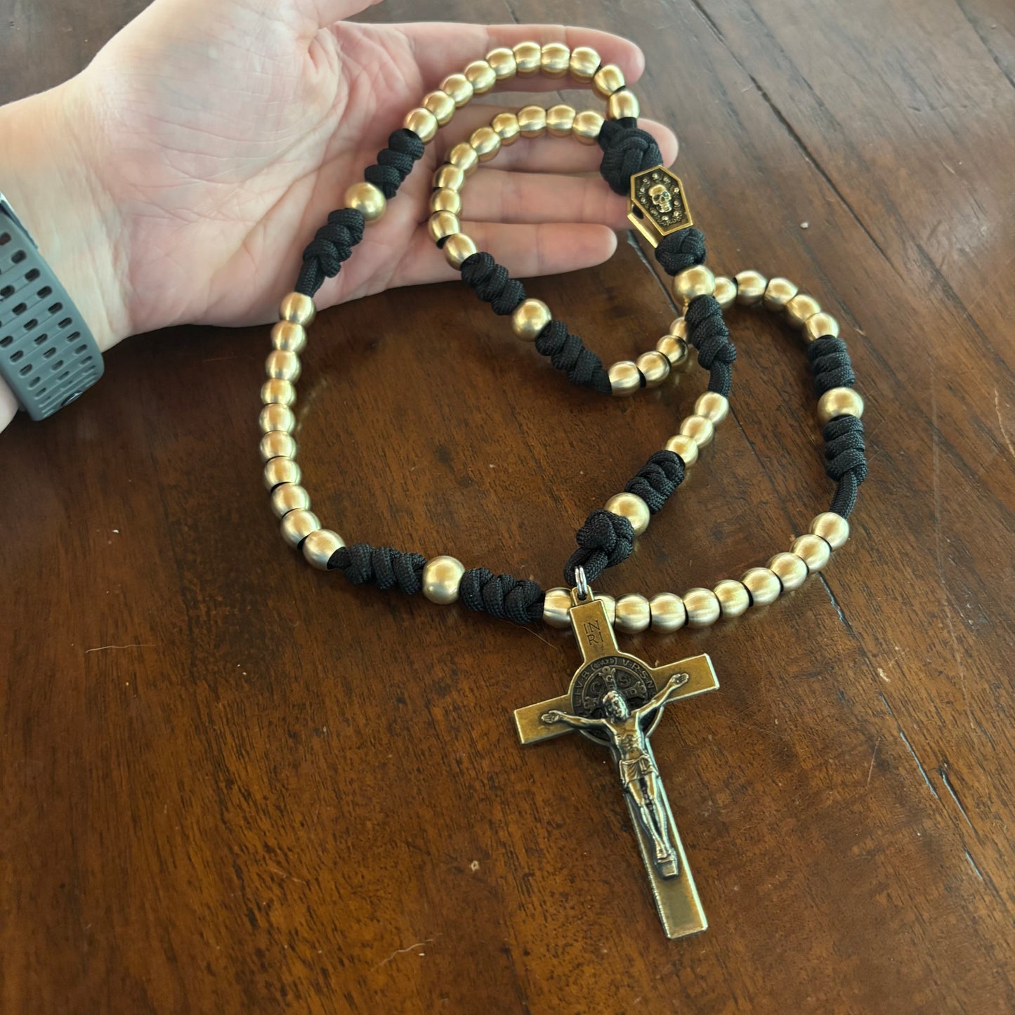 Weapon for these Times: Brass Memento Mori Paracord Rosary