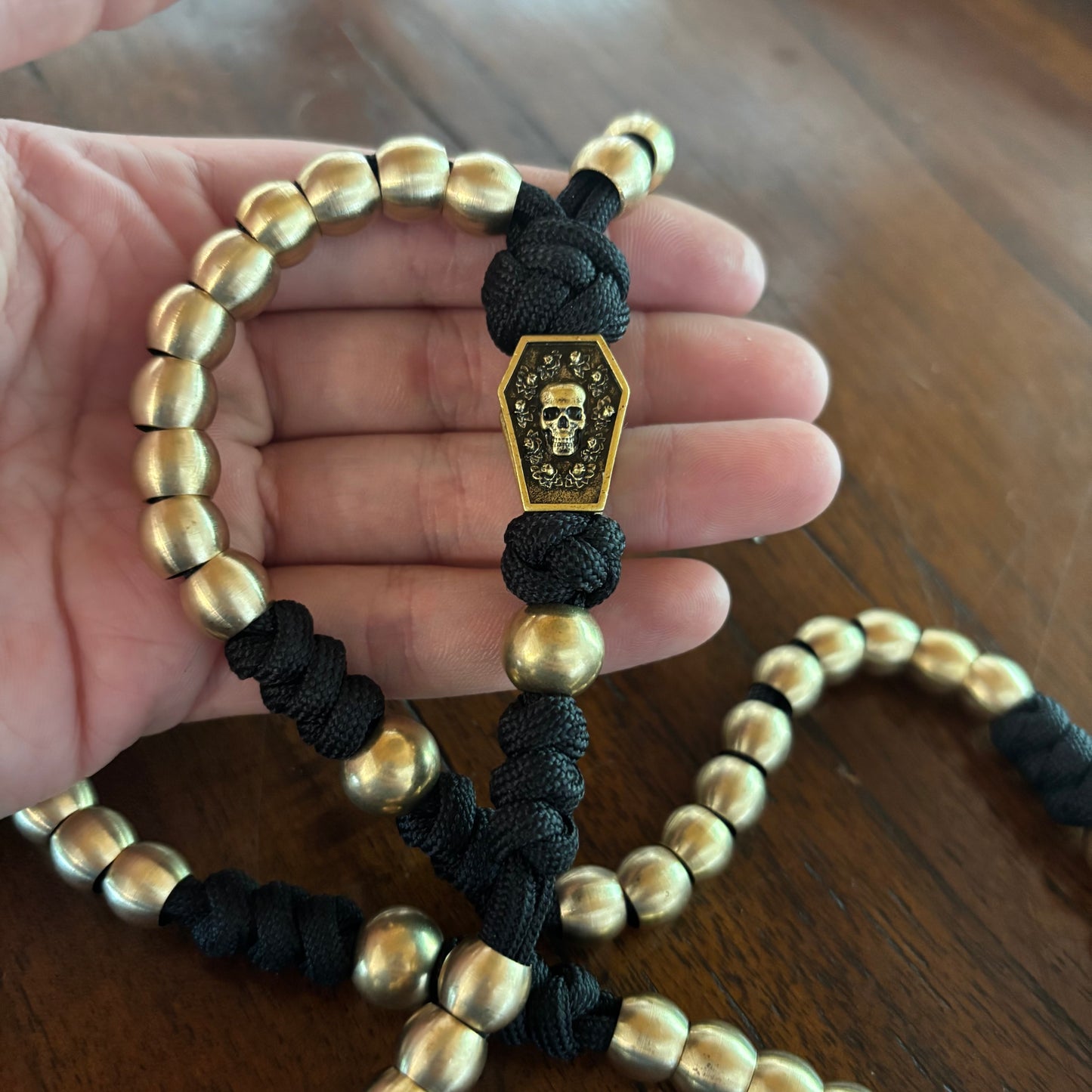 Weapon for these Times: Brass Memento Mori Paracord Rosary