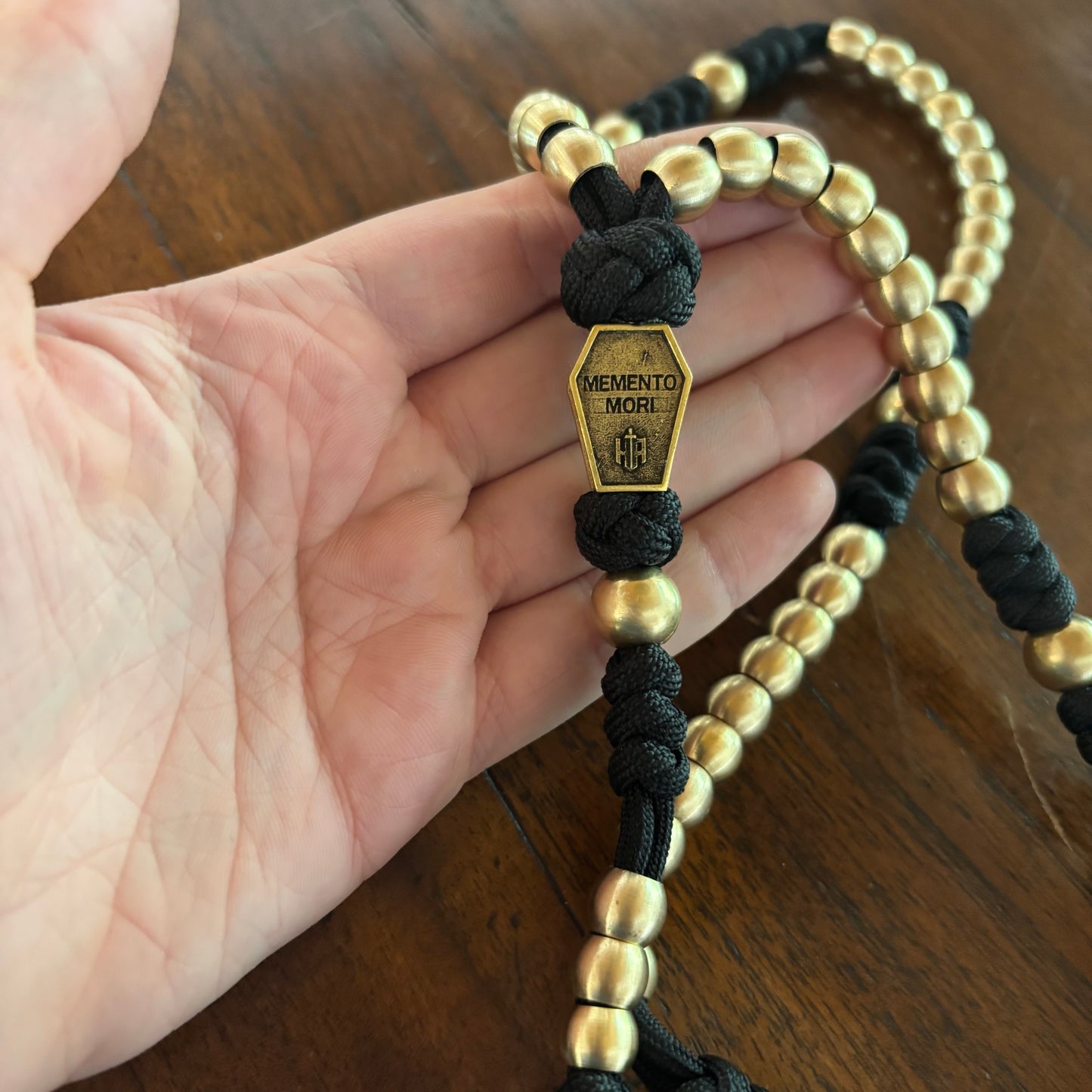 Weapon for these Times: Brass Memento Mori Paracord Rosary
