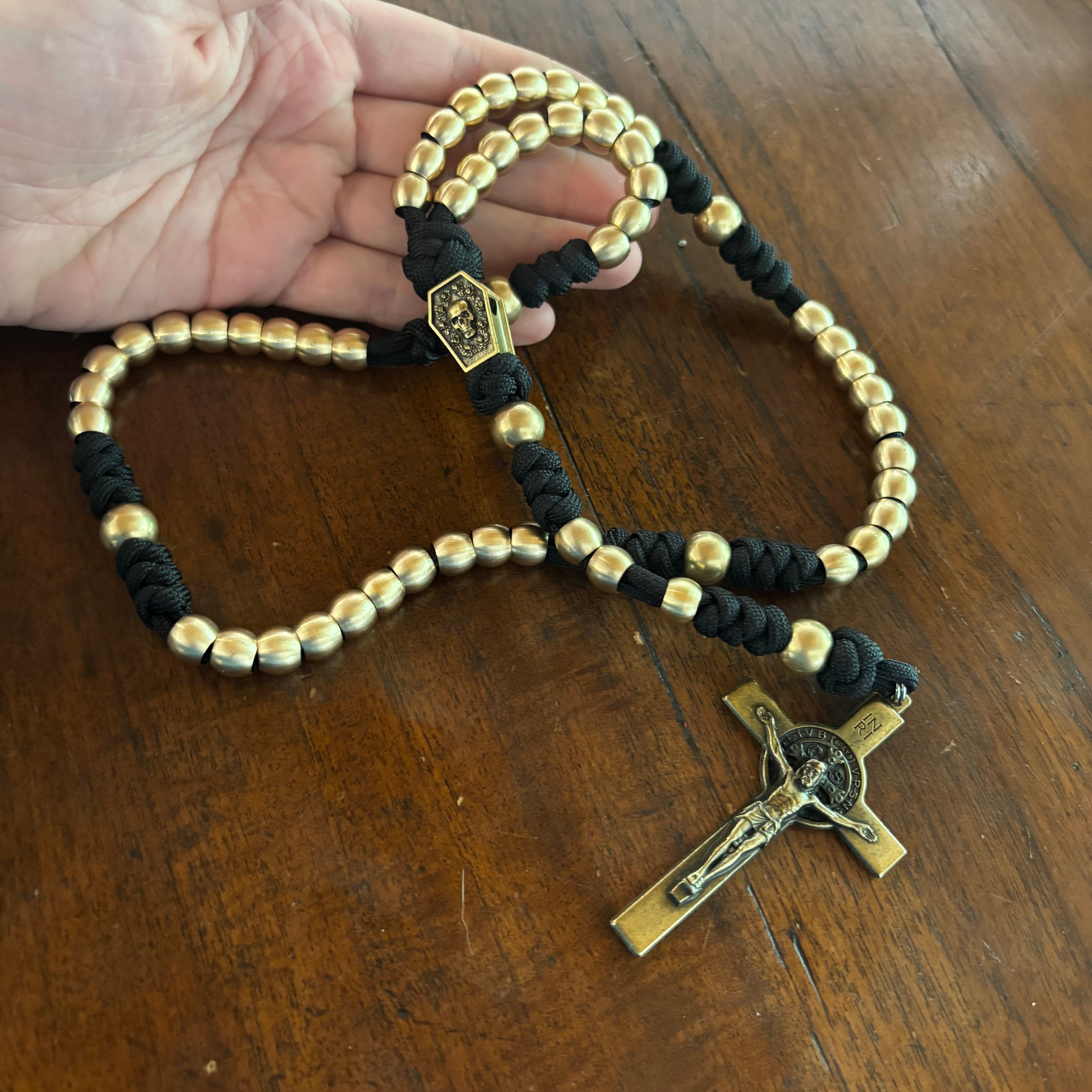 Weapon for these Times: Brass Memento Mori Paracord Rosary