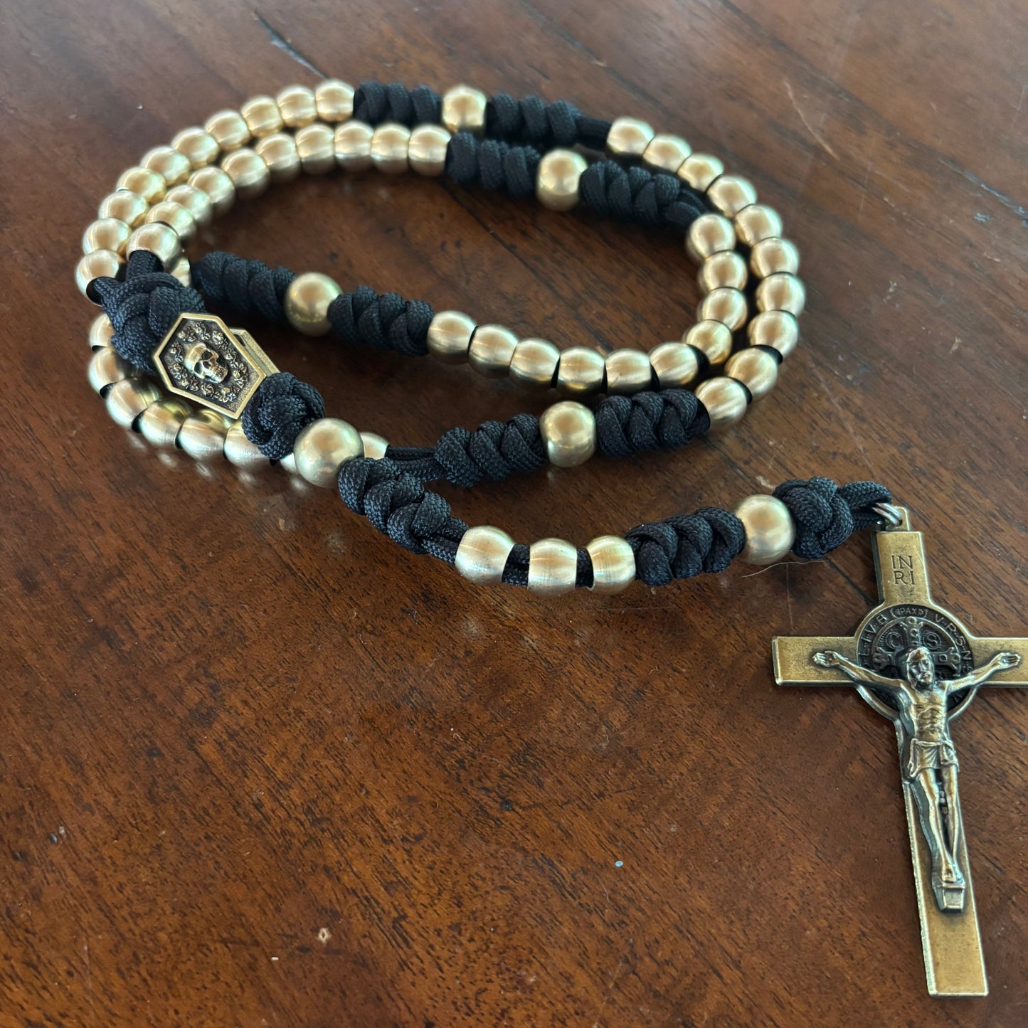 Weapon for these Times: Brass Memento Mori Paracord Rosary