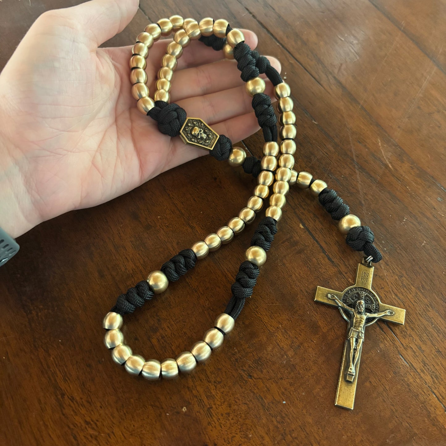 Weapon for these Times: Brass Memento Mori Paracord Rosary