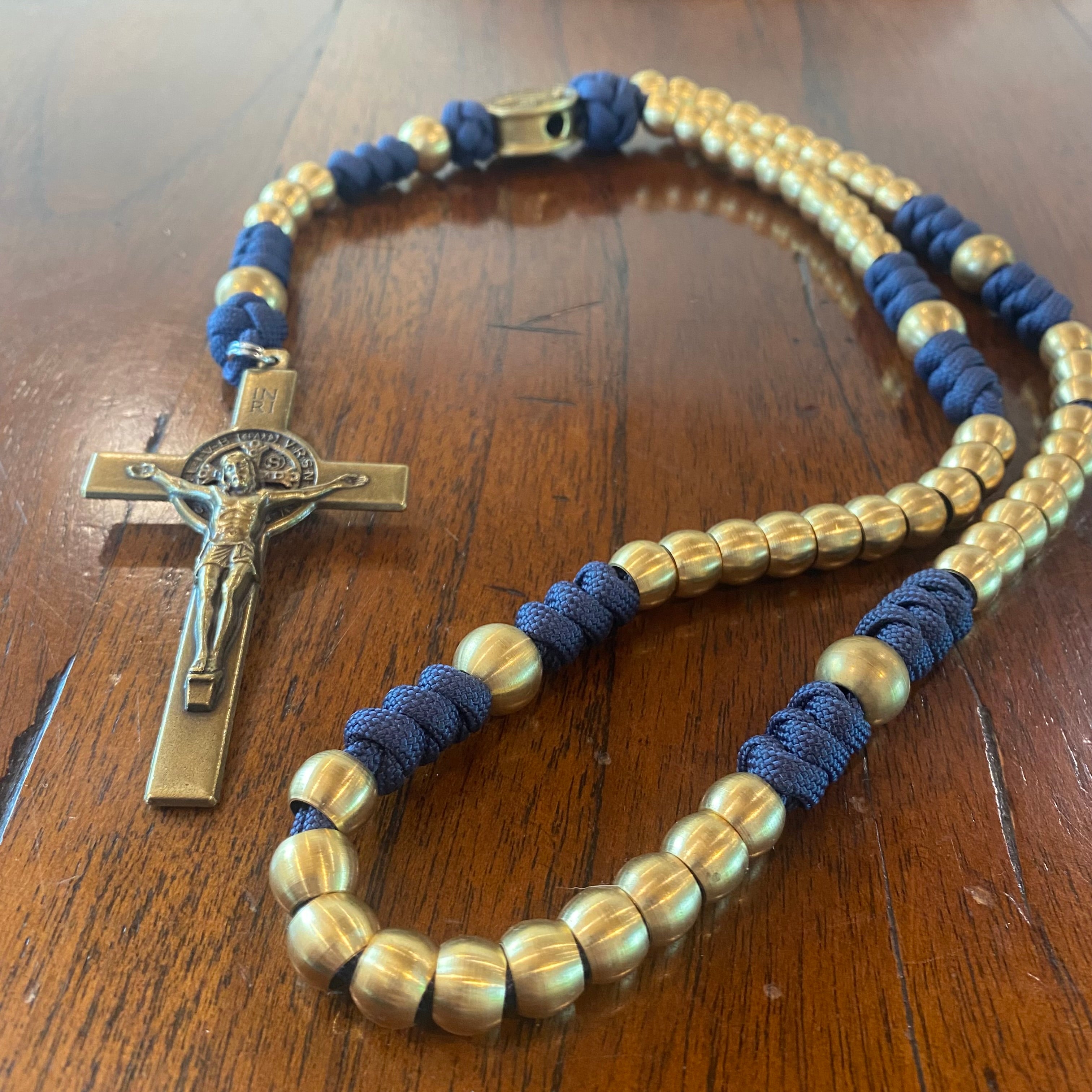 Navy Miraculous Medal Rosary – Durable Handmade Paracord Rosary