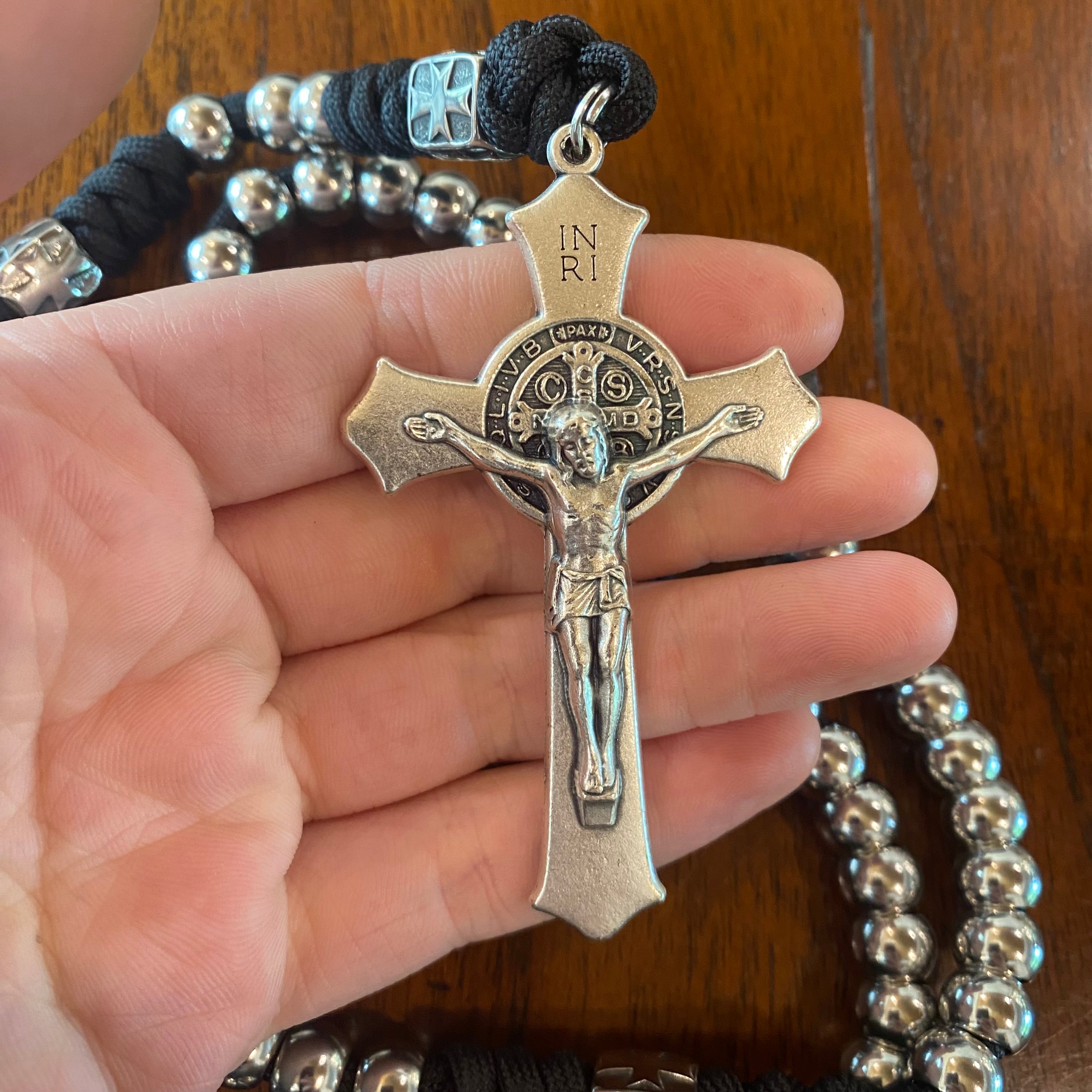 Weapon for these Times: Stainless Steel St Benedict Paracord Rosary