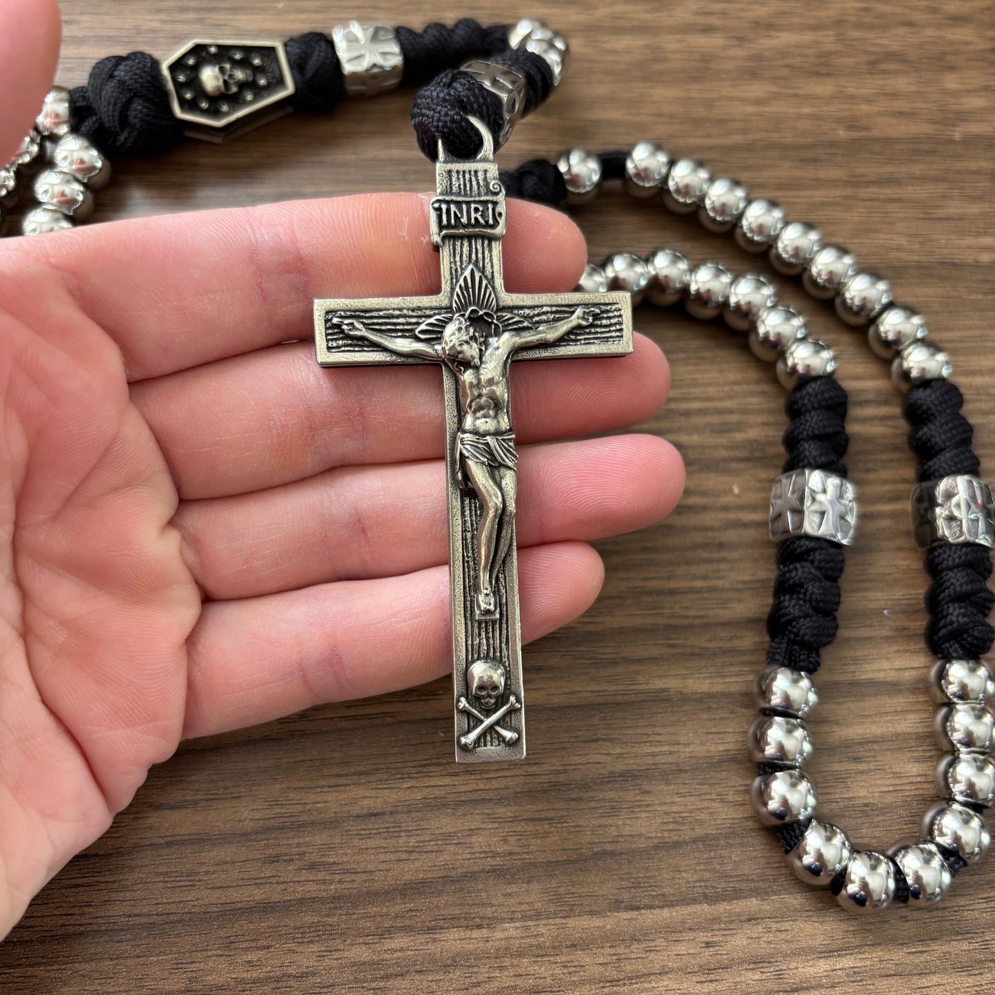 Weapon for these Times: Stainless Steel Memento Mori Paracord Rosary