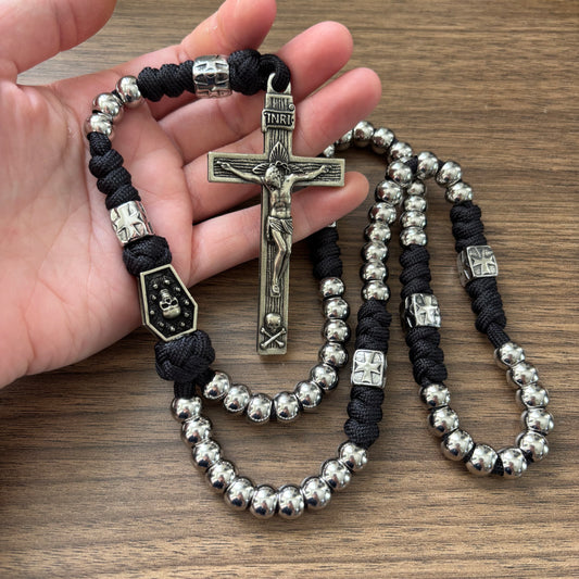 Weapon for these Times: Stainless Steel Memento Mori Paracord Rosary