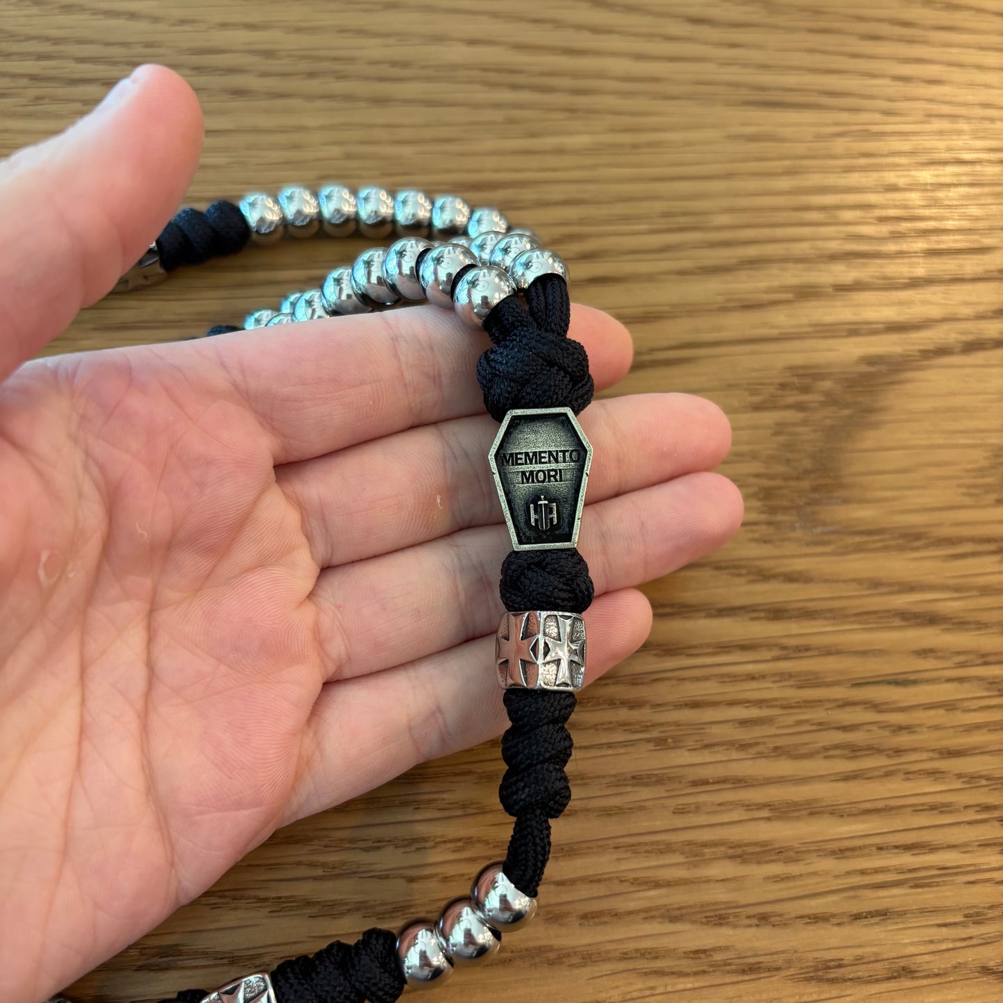 Weapon for these Times: Stainless Steel Memento Mori Paracord Rosary