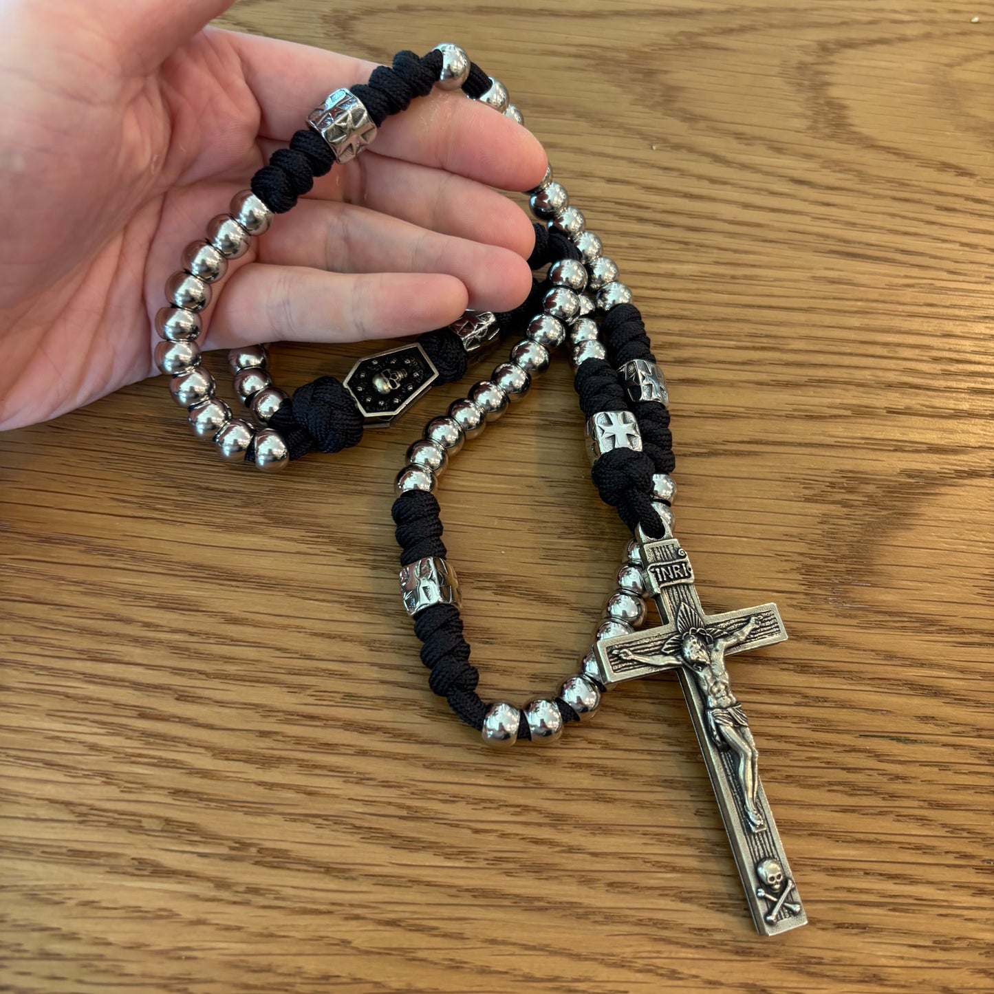 Weapon for these Times: Stainless Steel Memento Mori Paracord Rosary
