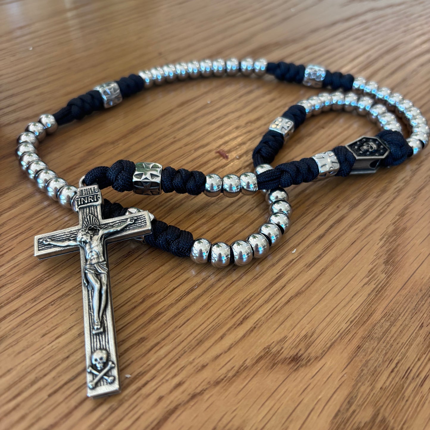 Weapon for these Times: Stainless Steel Memento Mori Paracord Rosary