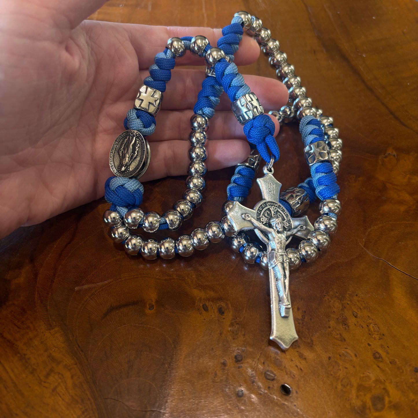 Weapon for these Times: Stainless Steel Miraculous Medal Marian Paracord Rosary