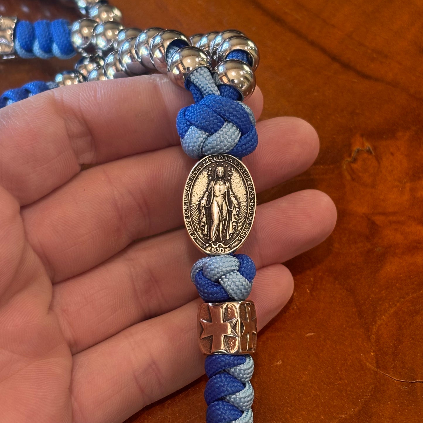 Weapon for these Times: Stainless Steel Miraculous Medal Marian Paracord Rosary